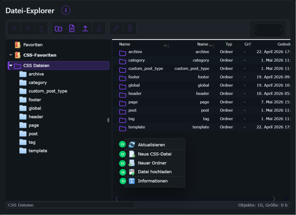Datei Explorer Kontextmenü leerer Bereich